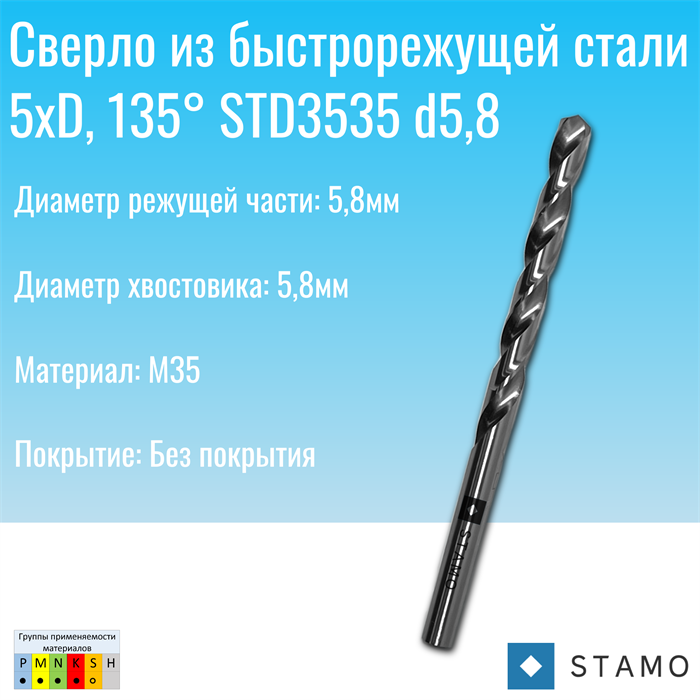 Сверло STAMO STD3535 d5,8 STD3535 d5,8