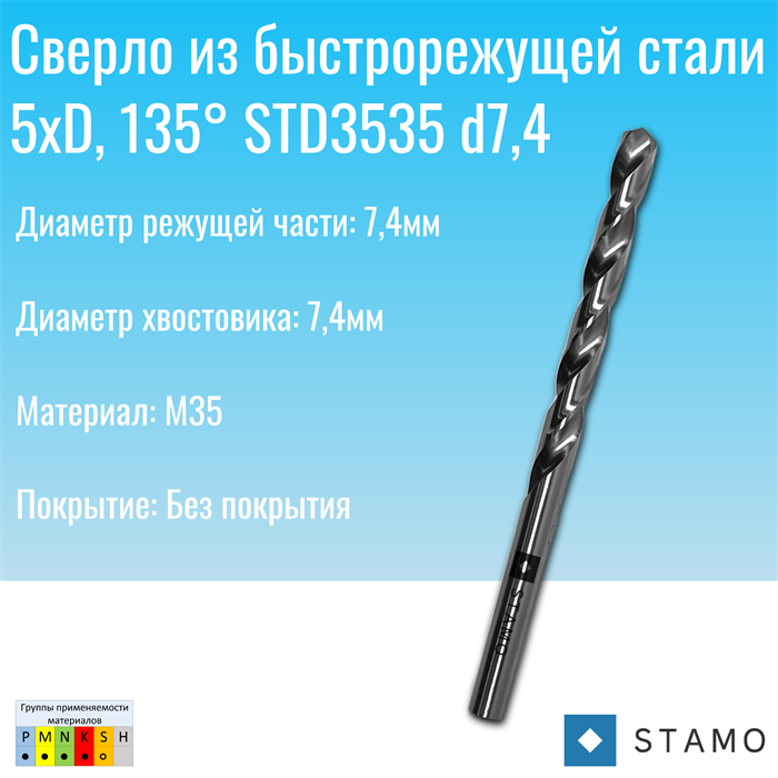 Сверло STAMO STD3535 d7,4 STD3535 d7,4
