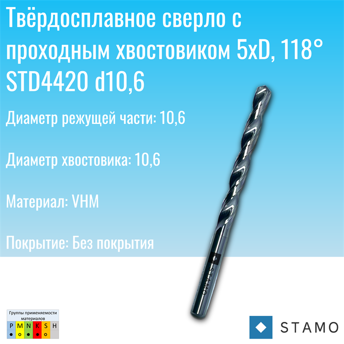Сверло STAMO  STD4420 d10,6 STD4420 d10,6