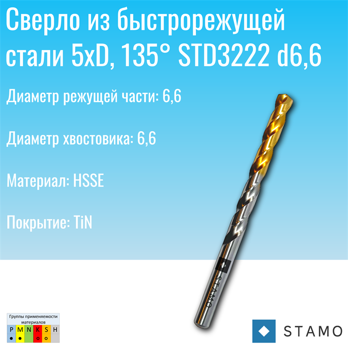 Сверло STAMO  STD3222 d6,6 STD3222 d6,6