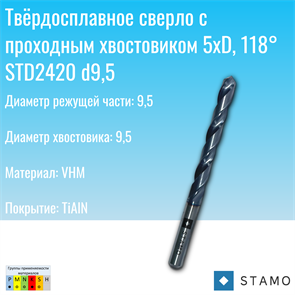 Сверло STAMO STD2420 d9,5 STD2420 d9,5